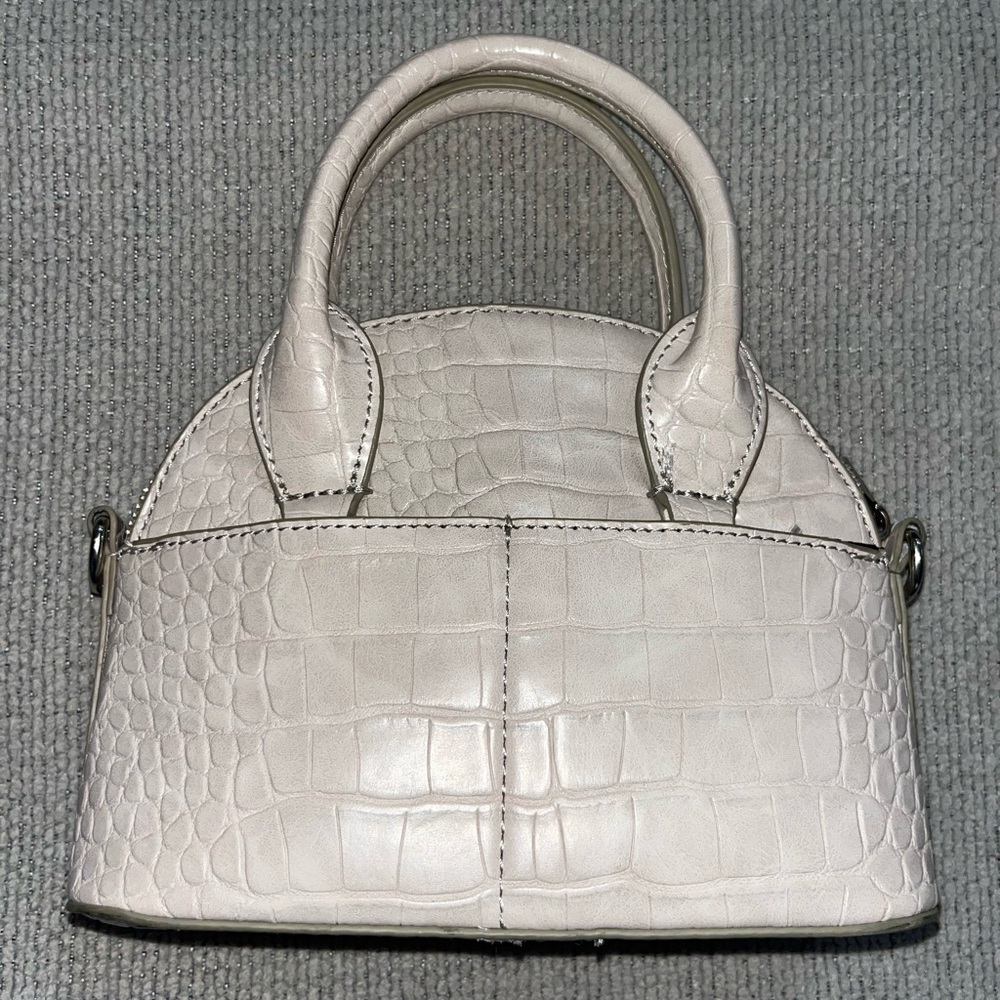 Zara Crocodile-Embossed Cream Mini Handbag